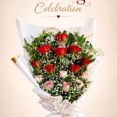 Crimson & Blush Rose Bouquet