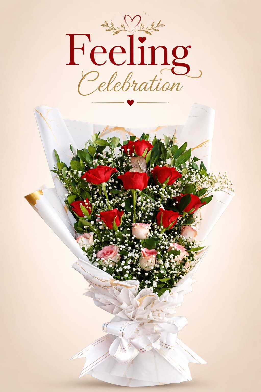 Crimson & Blush Rose Bouquet, Crimson & Blush Rose Bouquet