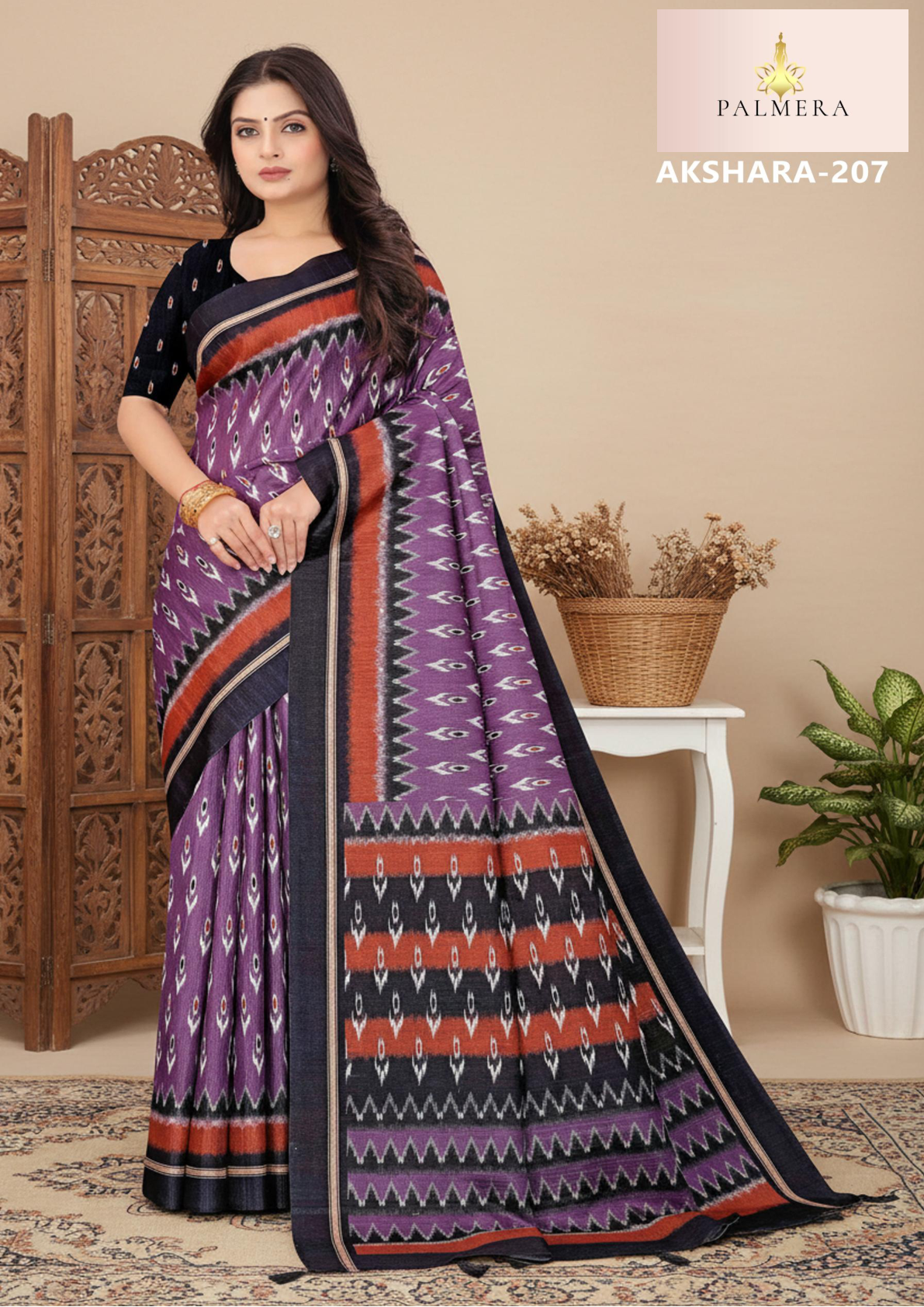 Palmera Akshara Silk Printed Saree - Image 3