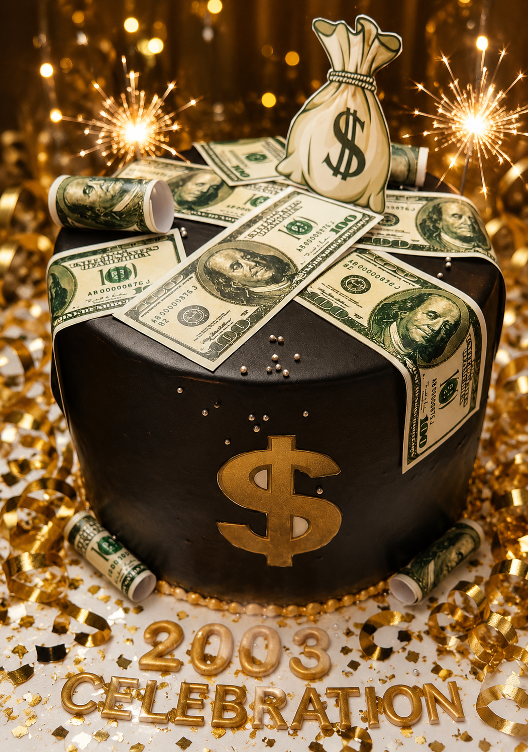 Luxury Money Theme Chocolate Cake - Image 3