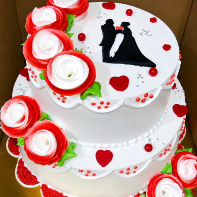 2 Tier Romantic Rose Wedding Cake-4 pound