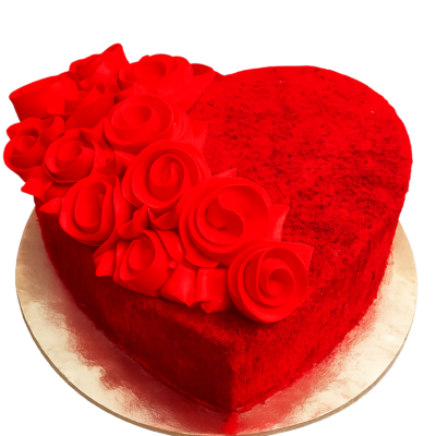 Heart Shape Red Rose Designer Cake