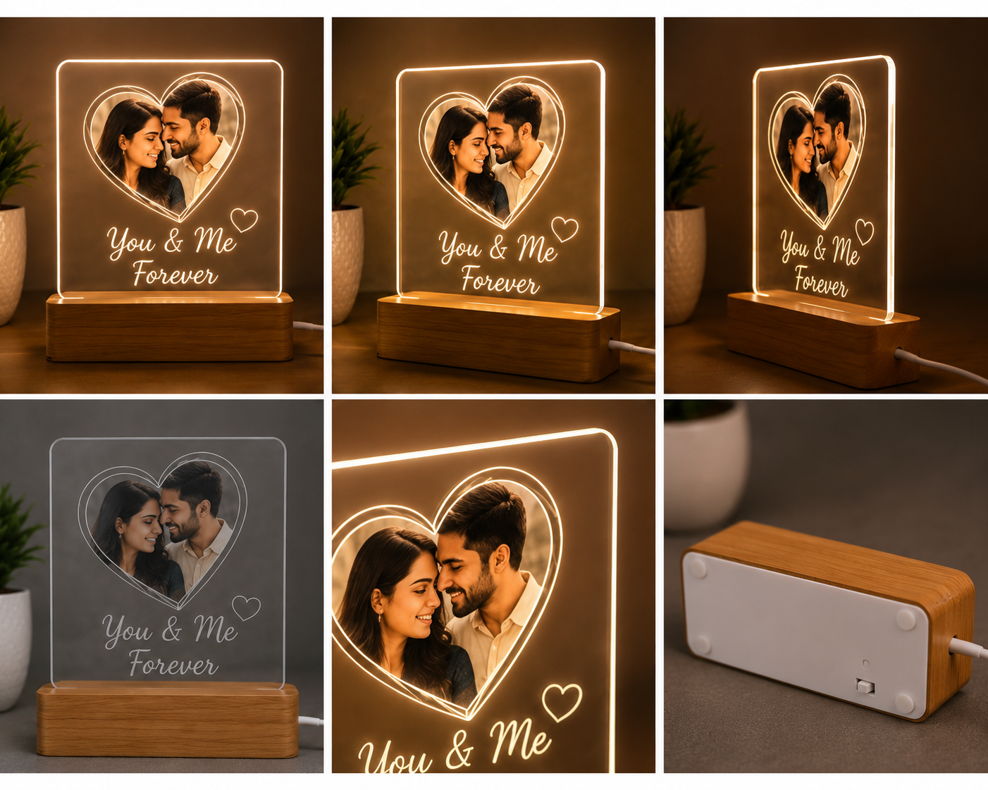 Personalized LED Acrylic Photo Lamp – You & Me Forever - Image 3
