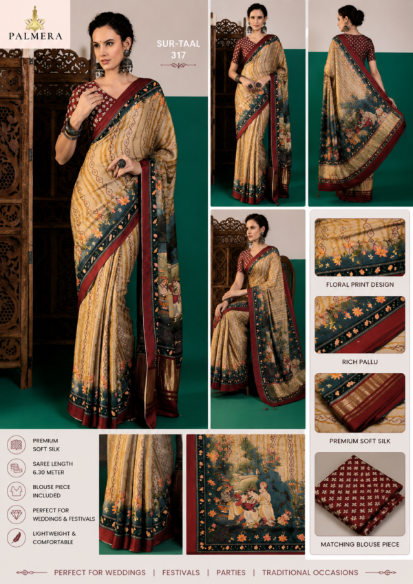 Palmera Sur-Taal 317 Premium Soft Silk Printed Saree