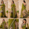 Palmera Riwa Premium Soft Silk Printed Saree – Green