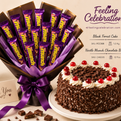 Black Forest Cake with Nestlé Munch Chocolate Bouquet