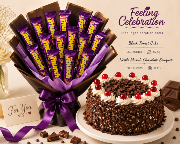 ChatGPT Image Jul 26, 2026, 08_22_22 PM Black Forest Cake with Nestlé Munch Chocolate Bouquet