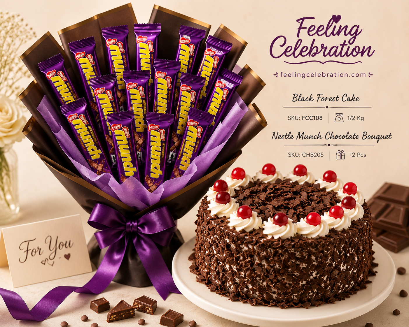 ChatGPT Image Jul 26, 2026, 08_22_22 PM Black Forest Cake with Nestlé Munch Chocolate Bouquet