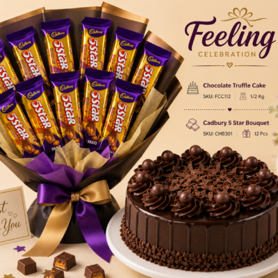 Chocolate Truffle Cake with Cadbury 5 Star Chocolate Bouquet