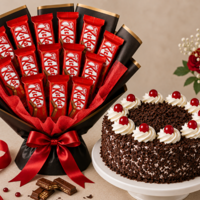 🍰Black Forest Cake with KitKat Chocolate Bouquet