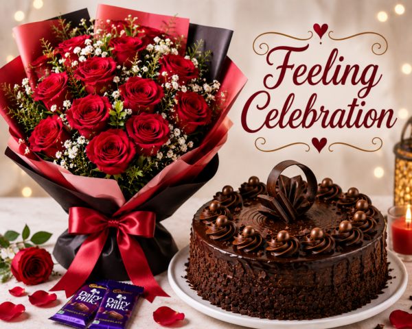 ChatGPT Image Jul 26, 2026, 09_38_16 PM Chocolate Truffle Cake with Red Rose Bouquet
