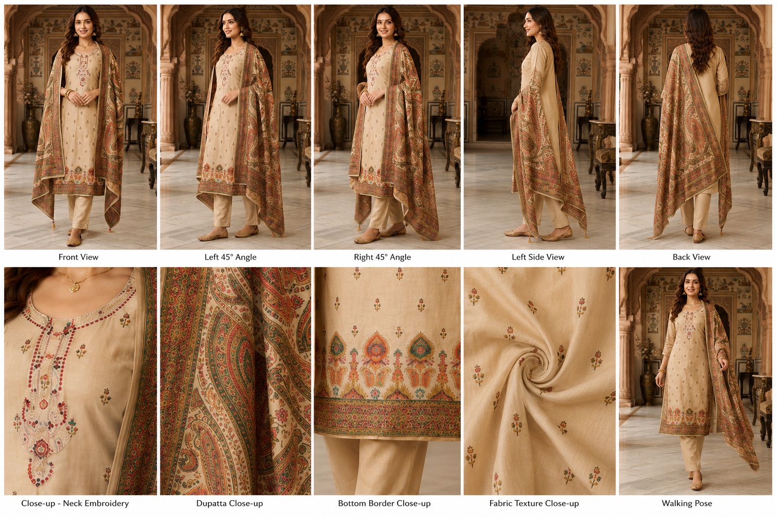 ChatGPT Image Jul 27, 2026, 06_51_19 PM Beige Embroidered Cotton Kurta Pant with Printed Dupatta for Women - Image 3