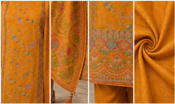 ChatGPT Image Jul 27, 2026, 07_17_16 PM Mustard Embroidered Cotton Kurta Pant Set with Printed Dupatta for Women