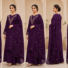 Purple Embroidered Kurta Pant Set with Designer Dupatta for Women