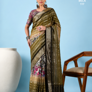 Palmera Bela 117 Olive Green Designer Saree