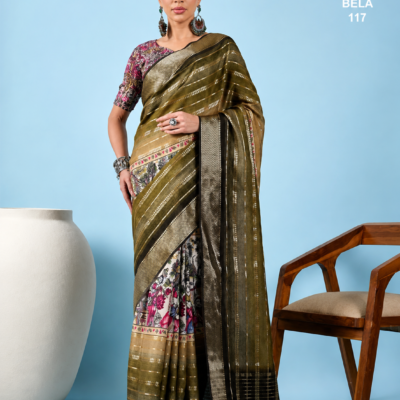 Palmera Bela 117 Olive Green Designer Saree