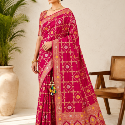 Palmera Designer Pink Banarasi Saree