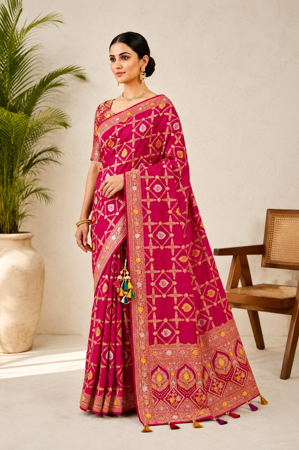 Palmera Designer Pink Banarasi Saree, Palmera Pink Banarasi Saree