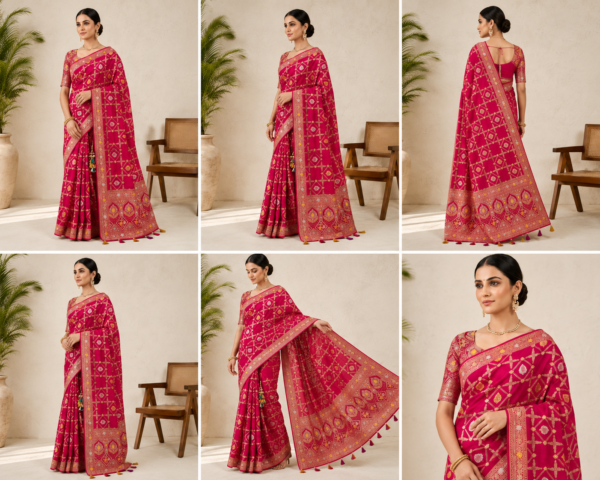 Palmera Designer Pink Banarasi Saree