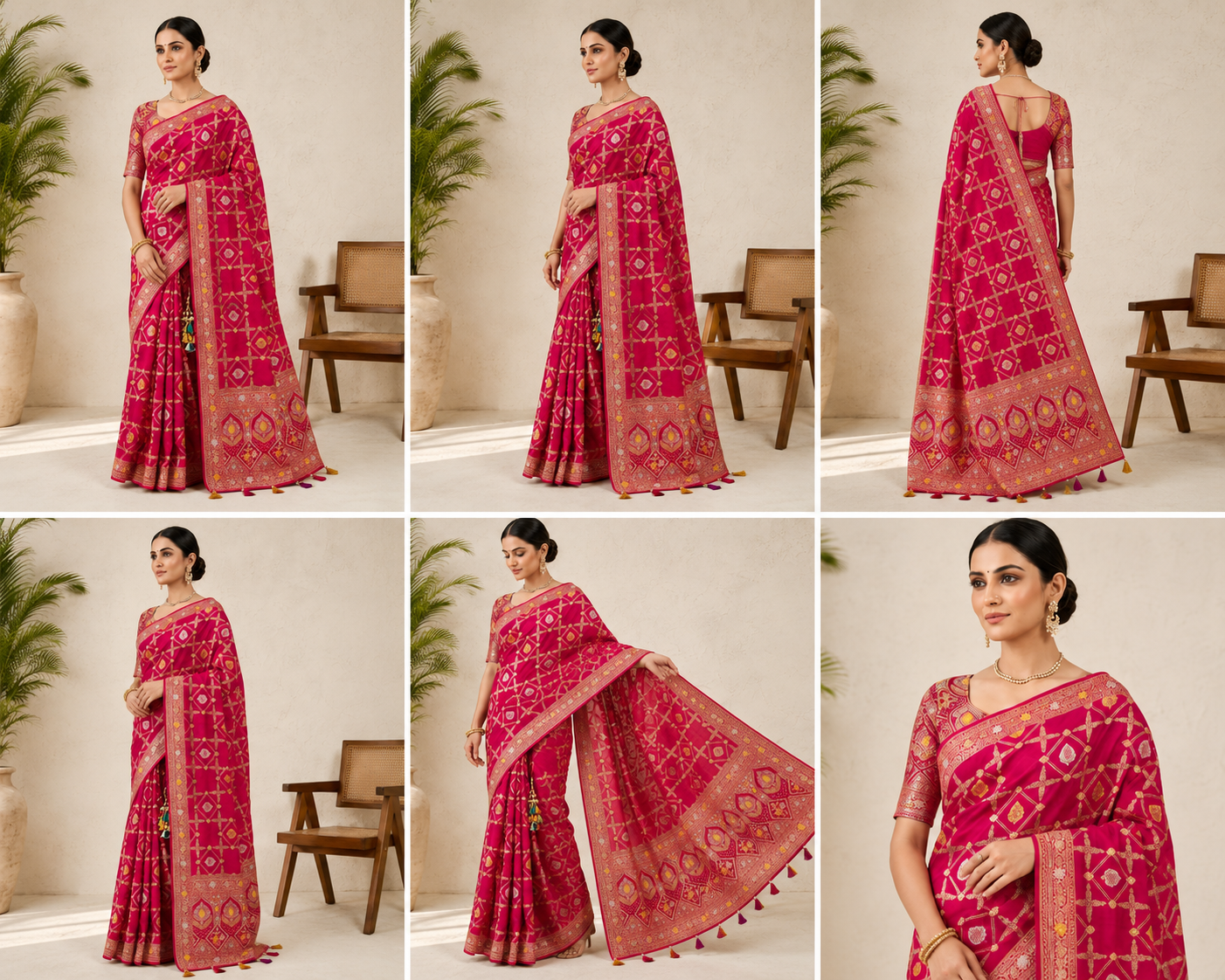 Palmera Designer Pink Banarasi Saree - Image 2