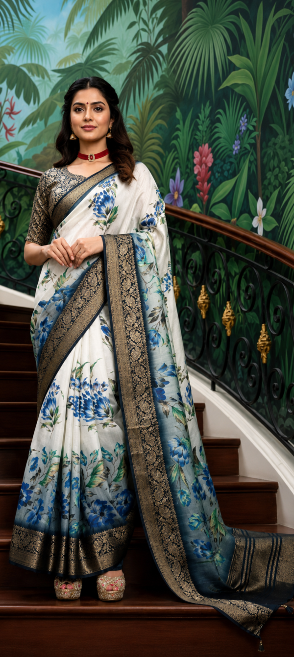 ChatGPT Image Jul 27, 2026, 10_04_00 AM Elegant White Floral Printed Saree with Designer Border