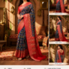 ChatGPT Image Jul 27, 2026, 10_07_50 AM Navy Blue Printed Silk Blend Saree with Red Woven Border