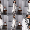 Women's White & Black Embroidered Cotton Kurta Set with Dupatta