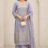 Lavender Embroidered Kurta Set with Dupatta