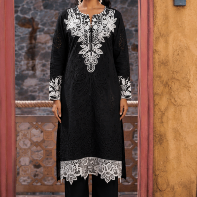 Black Embroidered Designer Kurta Set for Women