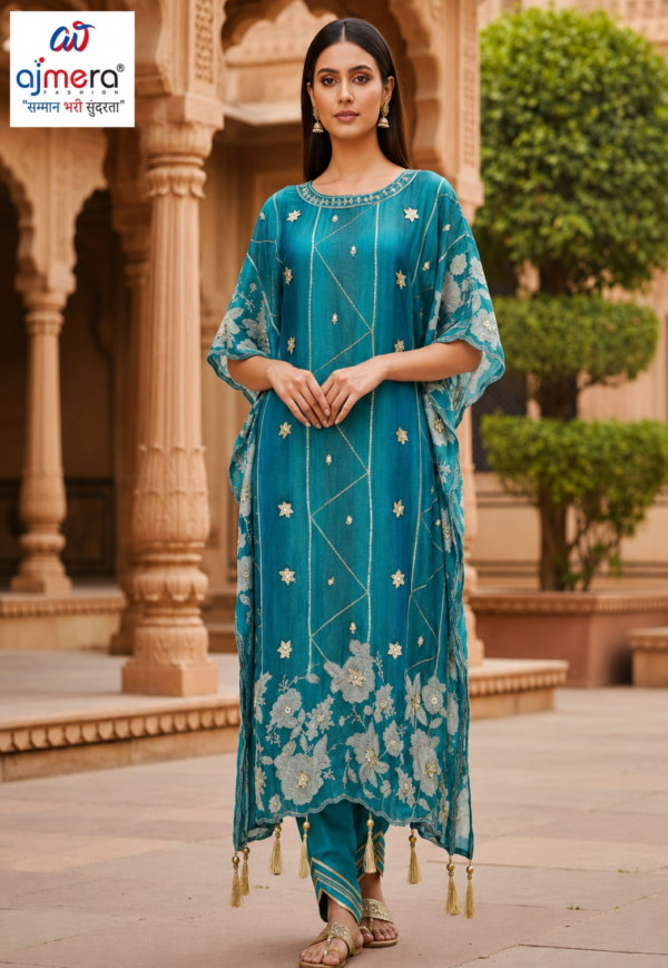 ChatGPT Image Jul 28, 2026, 09_47_36 AM Ajmera Teal Embroidered Kaftan Kurta Set for Women