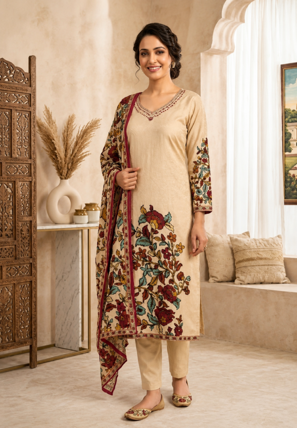 ChatGPT Image Jul 29, 2026, 03_57_17 PM Premium Beige Floral Printed Kurta Pant Set with Dupatta