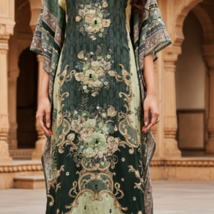 Premium Green Floral Printed Kurta Set with Dupatta