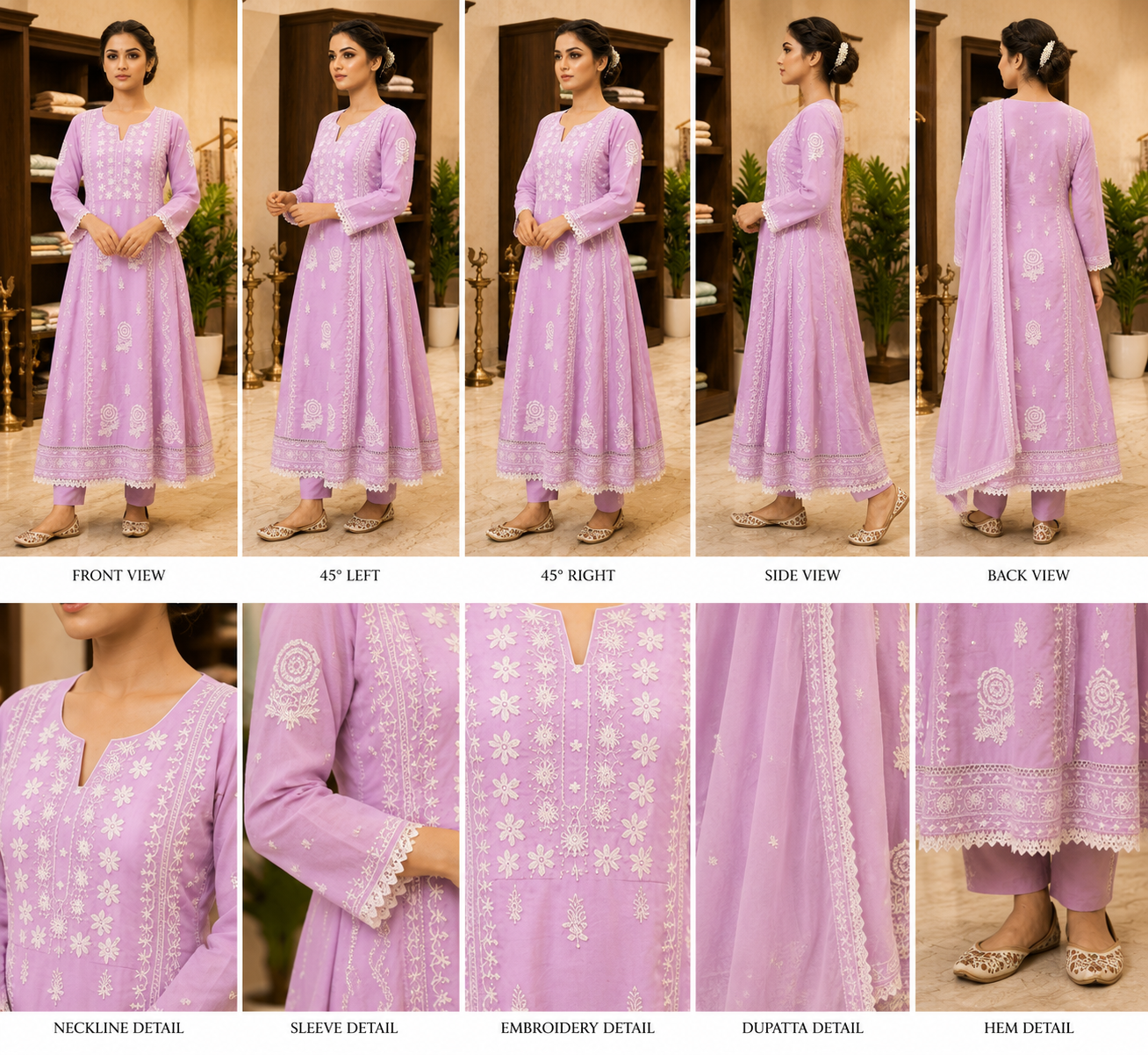 Premium Lavender Embroidered Anarkali Kurta Set - Image 2