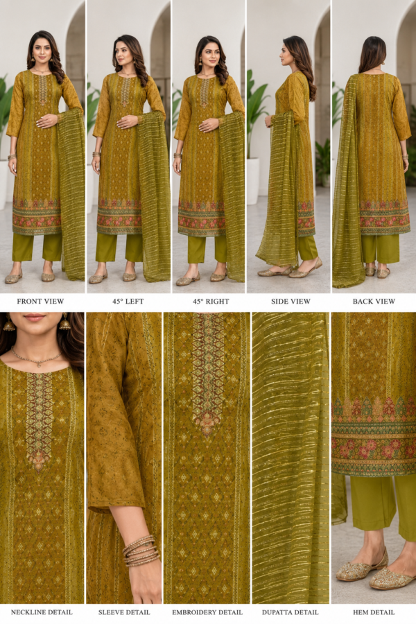 ChatGPT Image Jul 29, 2026, 09_22_22 AM Premium Olive Green Printed Kurta Set with Striped Dupatta