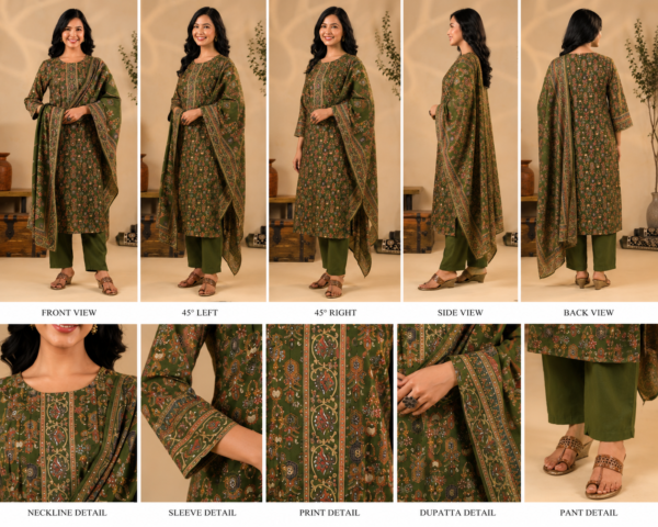 ChatGPT Image Jul 29, 2026, 09_48_28 AM Premium Olive Green Printed Kurta Set with Designer Dupatta