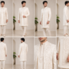 Luxury Ivory Embroidered Sherwani Set for Men – Premium Wedding & Groom Wear