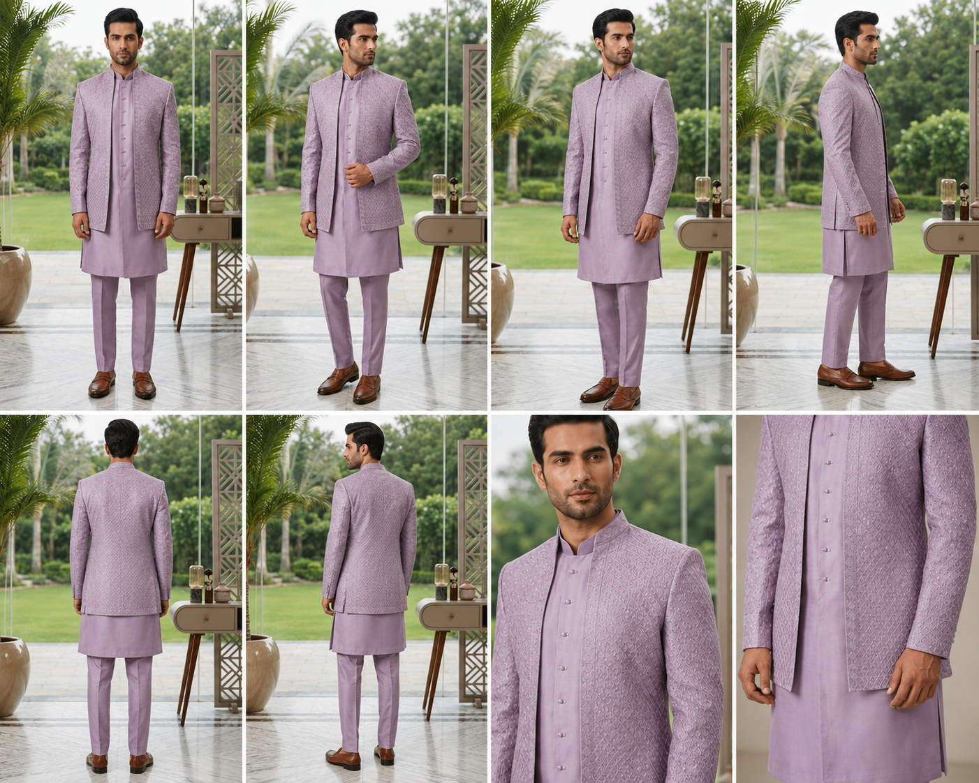 Premium Lavender Indo-Western Sherwani Set for Men – Wedding & Reception Wear - Image 2