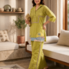 ChatGPT Image Jul 30, 2026, 08_27_18 AM Premium Olive Green Embroidered Co-Ord Kurta Pant Set for Women