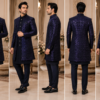 ChatGPT Image Jul 30, 2026, 09_25_16 PM Ajmera Men's Navy Blue Jacquard Indo-Western Sherwani Set