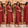 Ajmera Women's Maroon Printed Kurta Pant Set with Dupatta