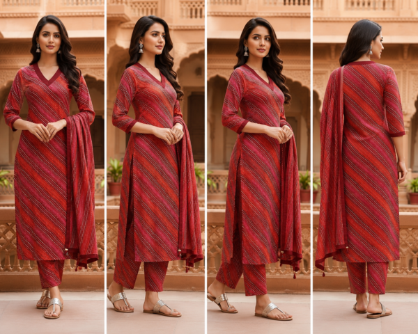 Ajmera Women's Maroon Printed Kurta Pant Set with Dupatta