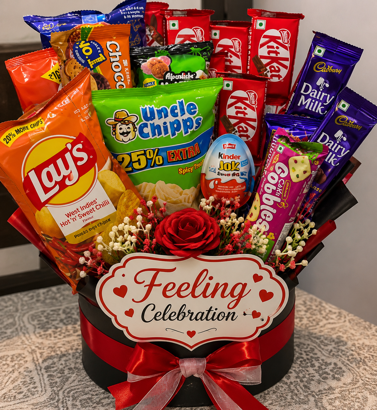 Feeling Celebration Premium Snacks & Chocolate Gift Bouquet, Snacks Chocolate Gift Bouquet