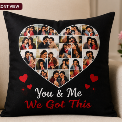 Personalized Heart Collage Photo Cushion