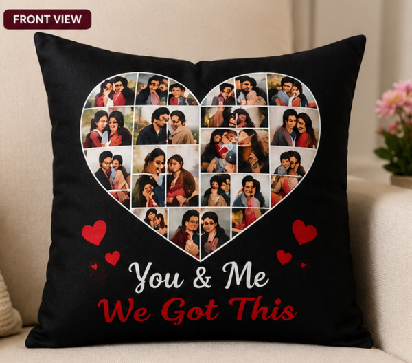 FRONT Personalized Heart Collage Photo Cushion