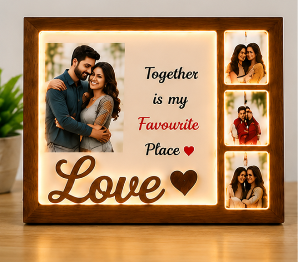 FRONT Personalized LED Wooden Photo Frame โ Together is My Favourite Place