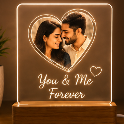 Personalized LED Acrylic Photo Lamp – You & Me Forever