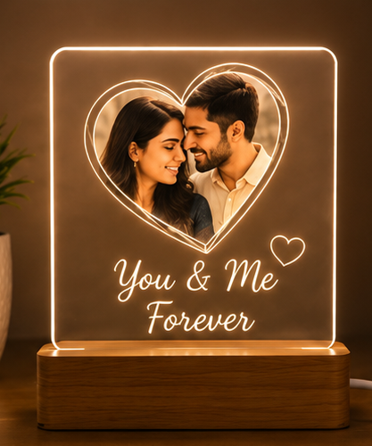 Personalized LED Acrylic Photo Lamp – You & Me Forever