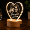 LEFT Personalized Heart LED Acrylic Lamp with Wooden Base