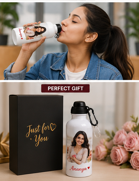 LEFT Personalized Photo Water Bottle with Name