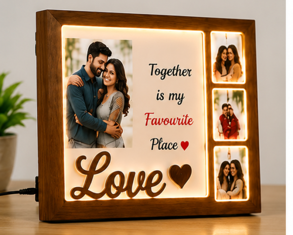 LEFT Personalized LED Wooden Photo Frame โ Together is My Favourite Place